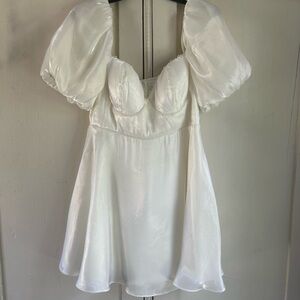 B Darlin White Puff Sleeve Mini Dress